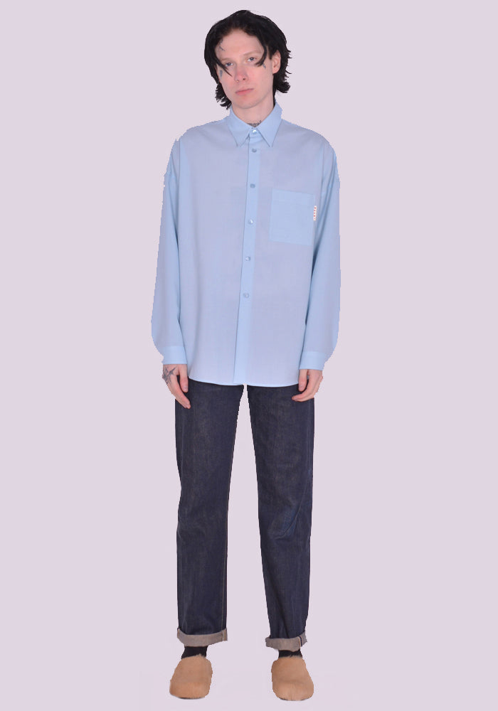 MARNI TROPICAL WOOL SHIRT LIGHT BLUE SS23 | DOSHABURI Online Shop