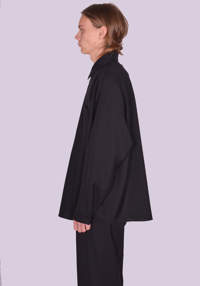 MARNI TROPICAL WOOL LONG SLEEVE SHIRT BLACK SS24 | DOSHABURI Shop