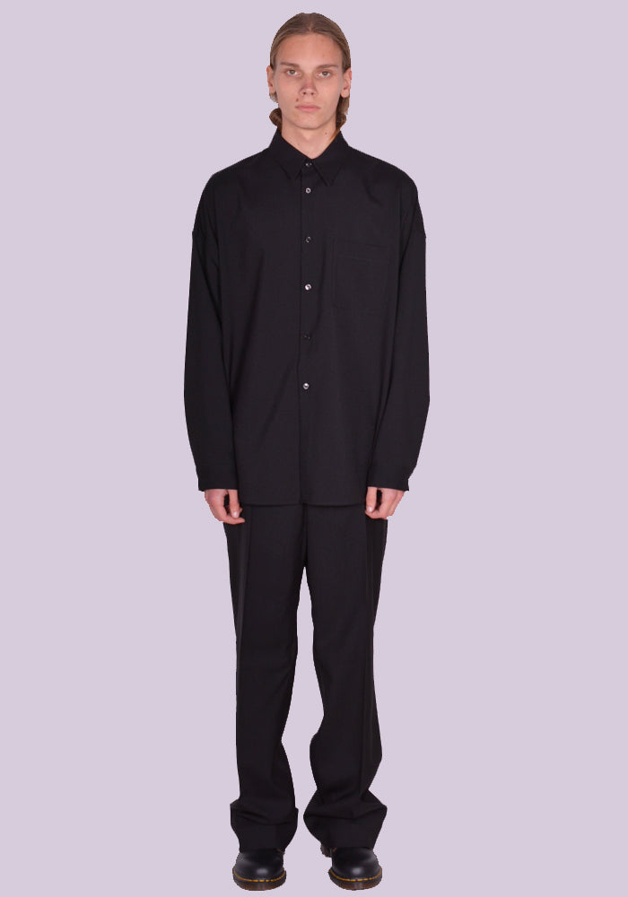 MARNI TROPICAL WOOL LONG SLEEVE SHIRT BLACK SS24 | DOSHABURI Shop