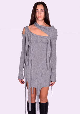 OTTOLINGER STRAPPY KNIT MINI DRESS GREY FW24 | DOSHABURI Online Shop