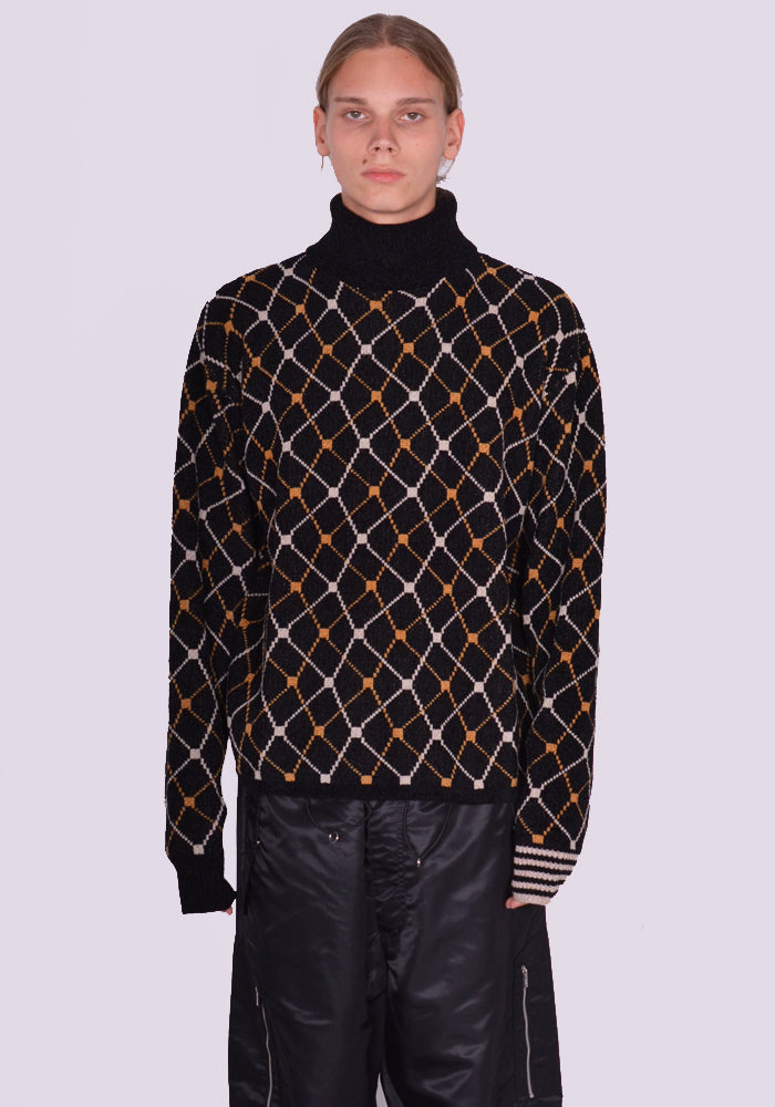 RANDOM IDENTITIES JACQUARD KNIT SWEATER BLACK SS23