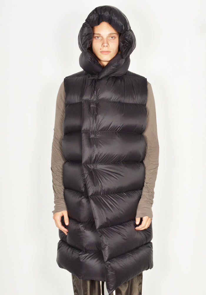 RICK OWENS SLEEVELESS HOODED LINER COAT BLACK FW23 | DOSHABURI Online Shop