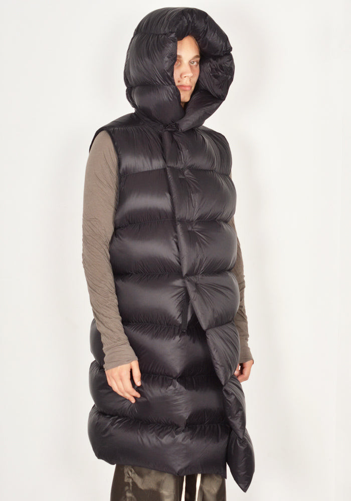 RICK OWENS SLEEVELESS HOODED LINER COAT BLACK FW23 DOSHABURI Online Shop