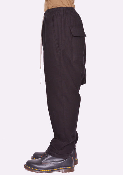 RICK OWENS MEN RU02D6380 FL DRAWSTRING PANTS BLACK FW24 | DOSHABURI Online Shop