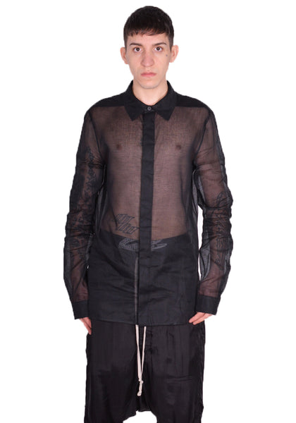 RICK OWENS MEN RU01D3299 OR 09 OFFICE SHIRT BLACK SS24 | DOSHABURI Online Shop