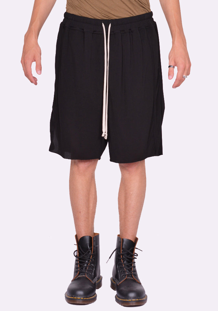 RICK OWENS MEN RR01D3329 HBZ 09 LIDO TRACK SHORTS BLACK SS24 | DOSHABURI Online Shop