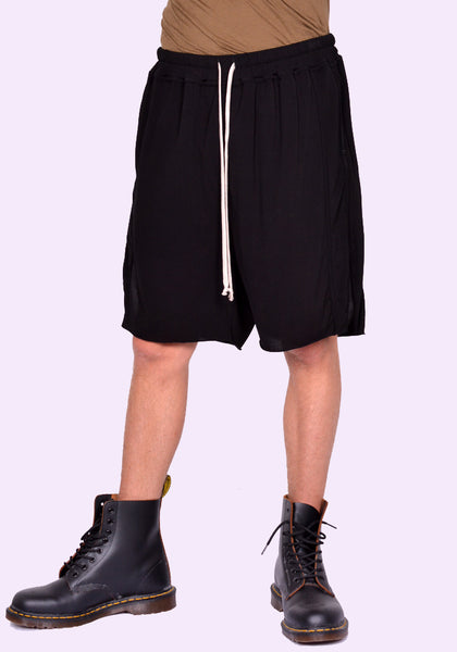 RICK OWENS MEN RR01D3329 HBZ 09 LIDO TRACK SHORTS BLACK SS24 | DOSHABURI Online Shop