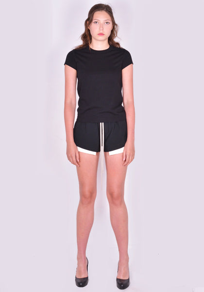 RICK OWENS CROPPED LEVEL T-SHIRT BLACK FW24 | DOSHABURI Online Shop