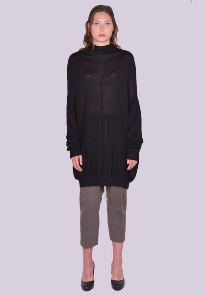 RICK OWENS WOMEN RP02D3615 ML OVERSIZED CRATER KNIT SWEATER BLACK FW24 | DOSHABURI Online Shop