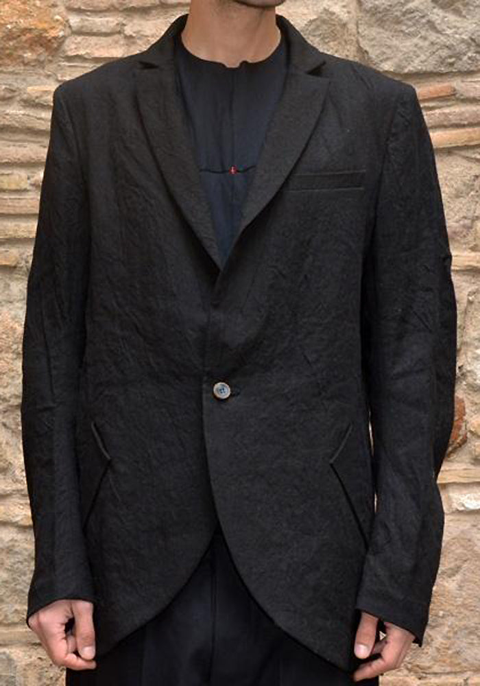 INDIVIDUAL SENTIMENTS MENS PEAKED LAPEL JACKET BLACK | 50%OFF SALE |  DOSHABURI