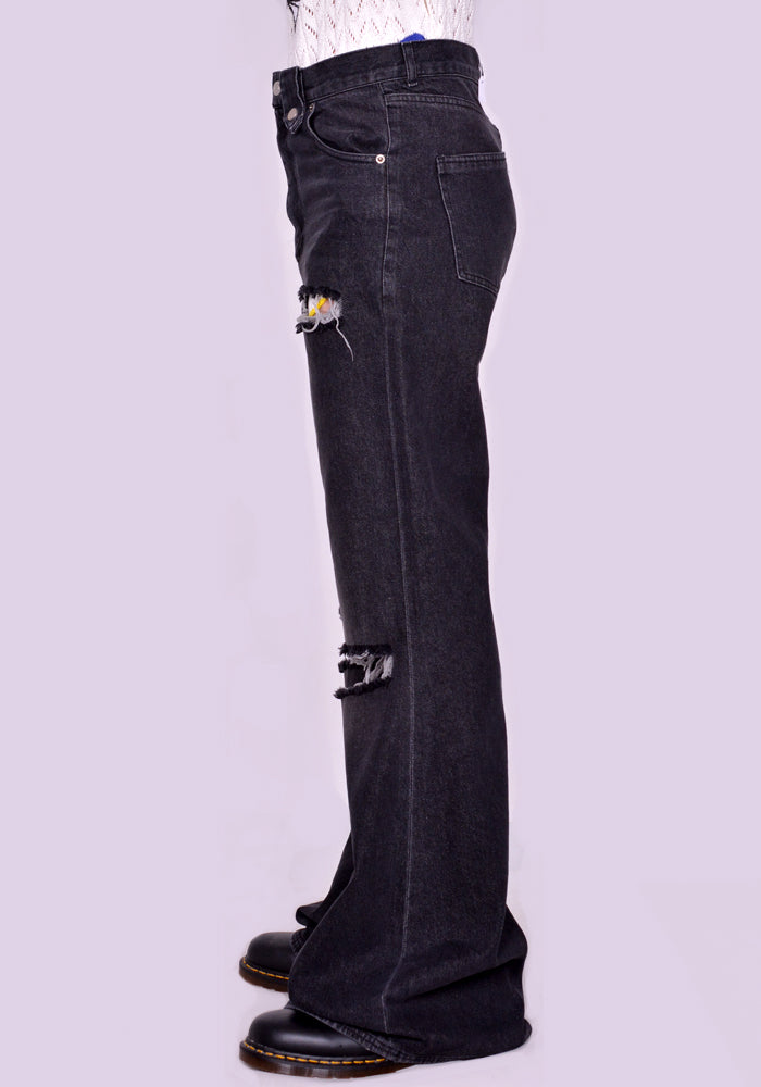 EGONLAB. ATOMIC STONEWASHED DENIM PANTS BLACK SS23 | DOSHABURI Shop