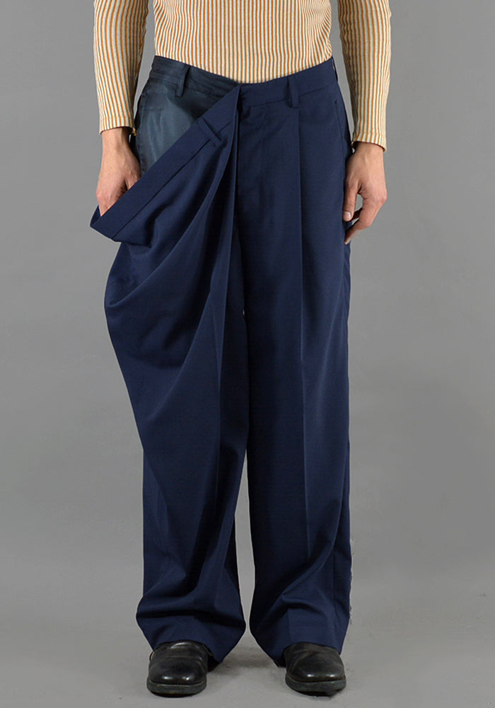 HED MAYNER OVER SIZE TROUSERS NAVY SALE 50%OFF-DOSHABURI ONLINE SHOP