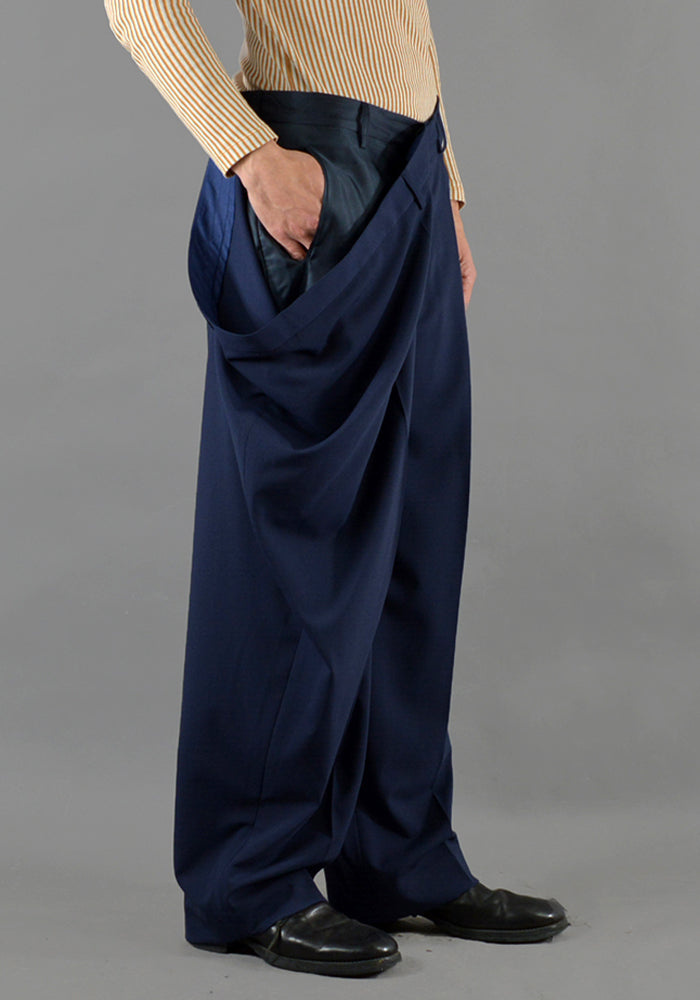 HED MAYNER OVER SIZE TROUSERS NAVY SALE 50%OFF-DOSHABURI ONLINE SHOP