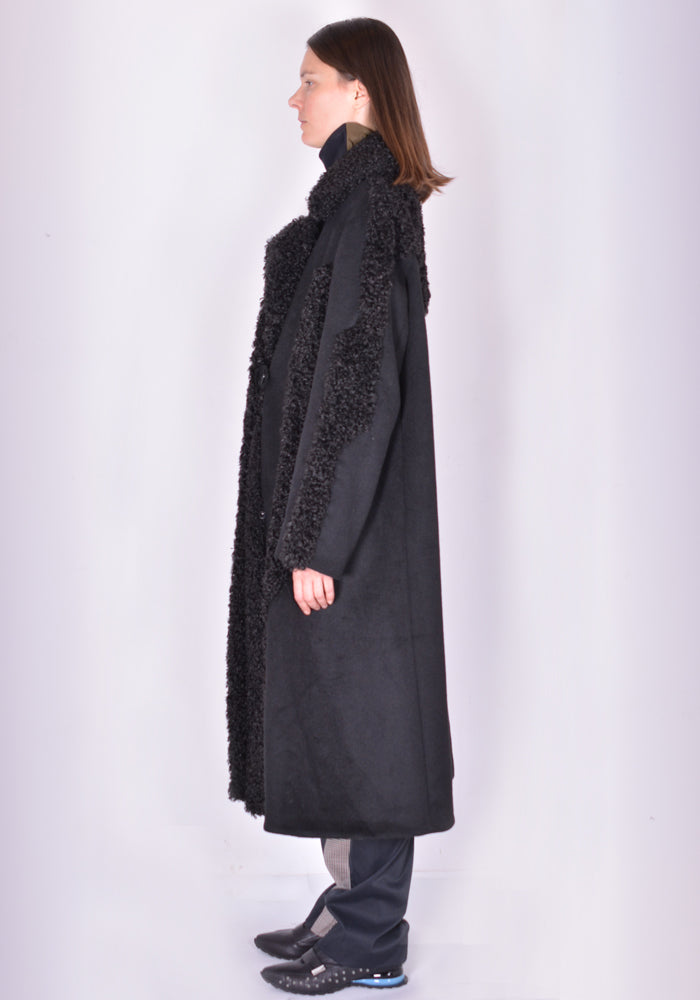 KIKO KOSTADINOV KKWAW21C04 CHARLOTTE DETACHABLE COLLAR COAT BLACK