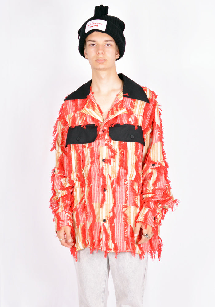 CHARLES JEFFREY LOVERBOY RAW STRIPES JAQUARD CAN DO SHIRT | DOSHABURI