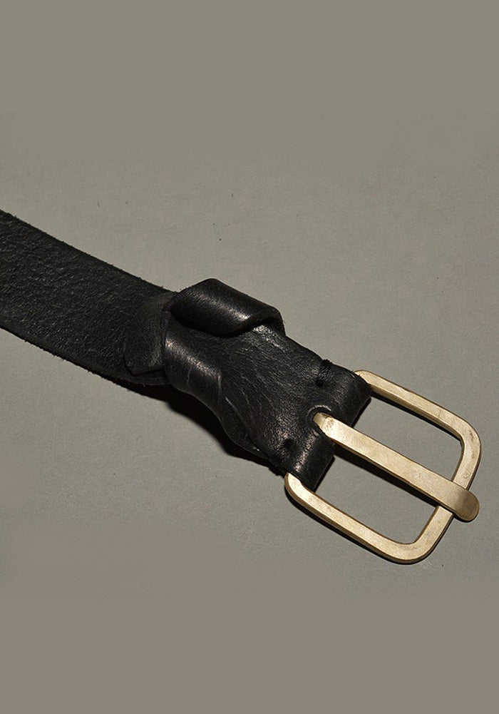 m.a+ by Maurizio Amadei CROSS CUTS WIDE LEATHER BELT BLACK-DOSHABURI