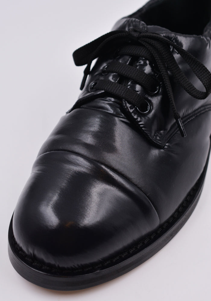 MARNI PUFFY PADDED NYLON LACED SHOES BLACK FW21 | 50%OFF SALE – DOSHABURI