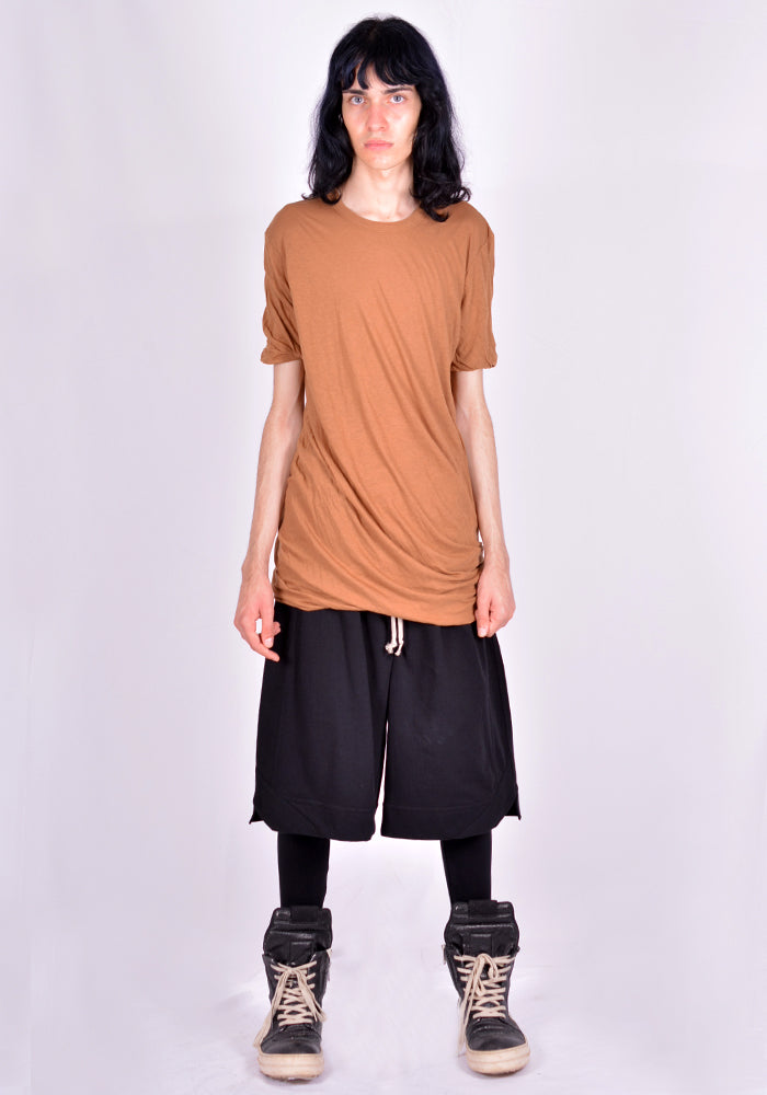 RICK OWENS DOUBLE LAYERED T-SHIRT HONEY 2021FW | DOSHABURI Online Shop