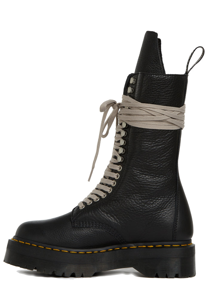 RICK OWENS DR. MARTENS 1918 QUAD SOLE CALF LENGTH BOOTS BLACK