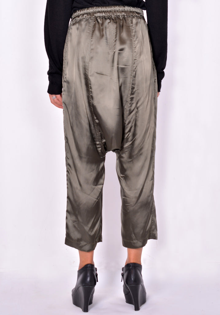 RICK OWENS DRAWSTRING CROPPED PANTS GREEN FW21 | 50%OFF SALE