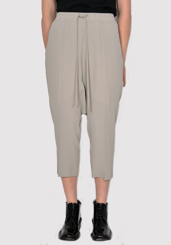 RICK OWENS WOMEN RP01C5308 CC DRAWSTRING CROPPED PANTS PEARL