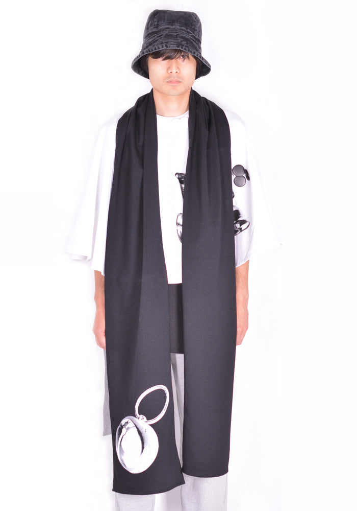 STEFAN COOKE JERSEY SCARF WITH BELL PRINT BLACK FW21 | DOSHABURI Shop