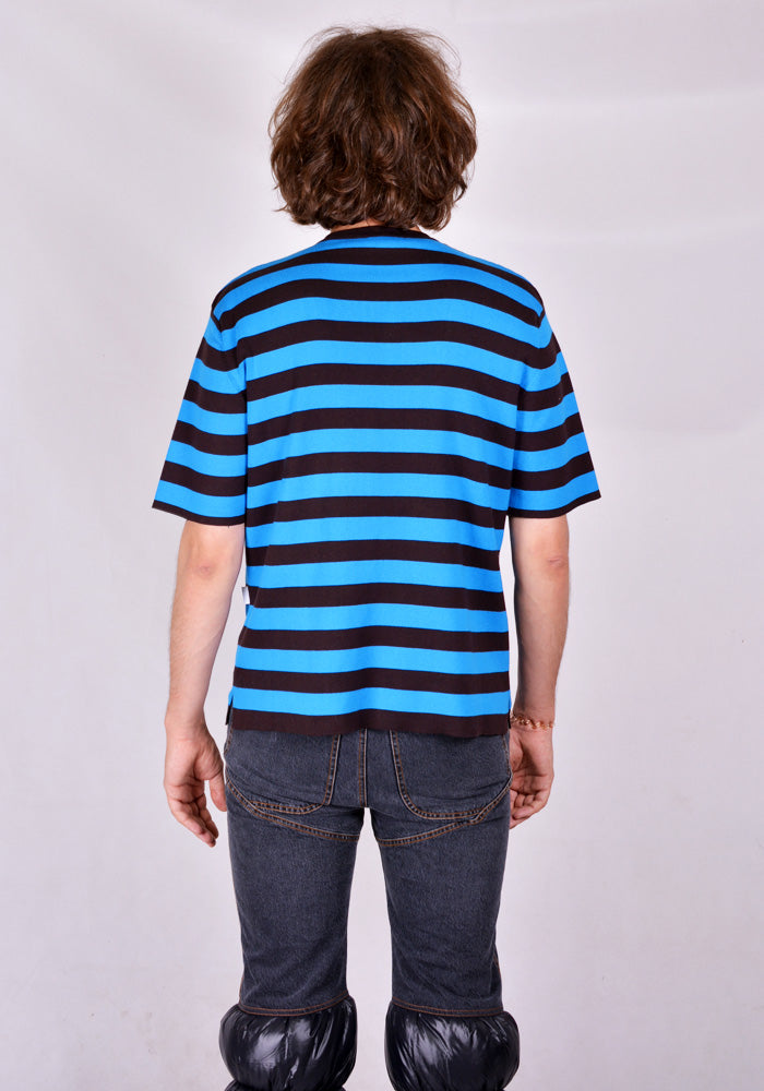 Sunnei striped cotton hoodie - Blue